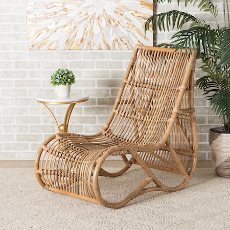 Baxton Studio Genera Modern Bohemian Natural Rattan Lounge Chair 217-12709-ZORO